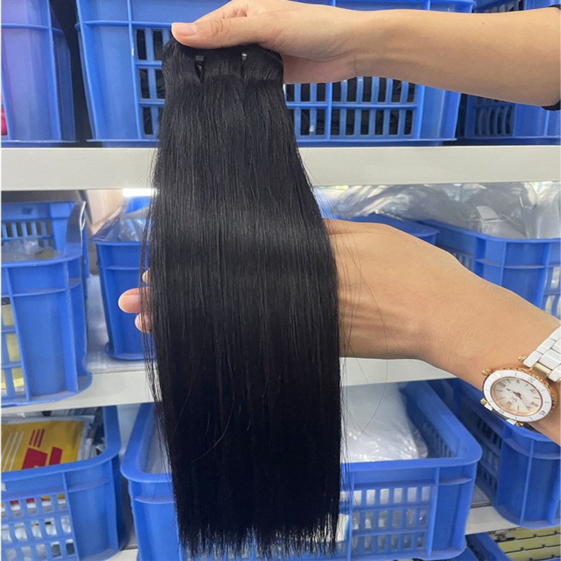 One-stage Straight Hair Curtain Natural Raw Double Drawn Bon - 实物图
