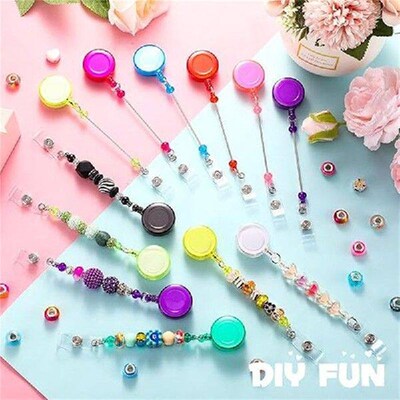 ABWP-24 Pcs Beadable Badge Reel Retractable Clips Holder