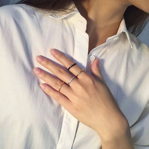 2mm Thin Stackable Ring Stainless Steel Plain Band Knuckle M