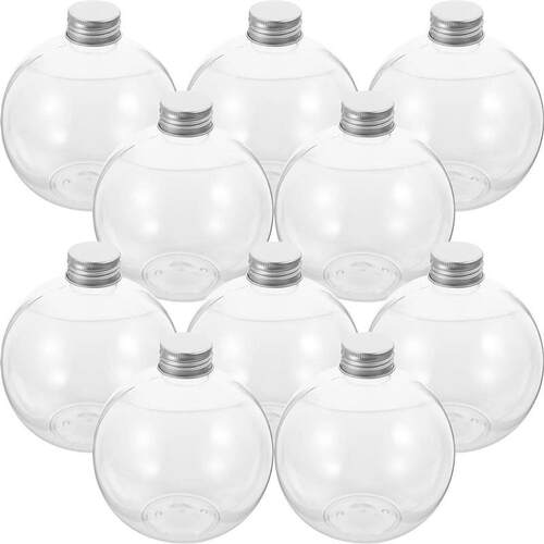 10pcs Clear Plastic Bottle Bulb Juice Storage Bottle Smooth
