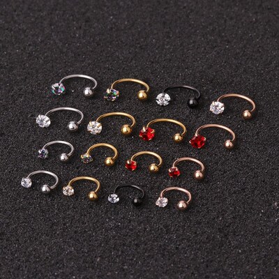 1pc 6/8mm Stainless Steel Zircon Cz Hoop Tragus Cartilage H