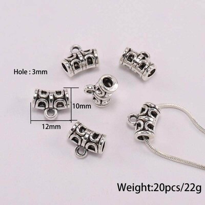 20pcs Antique Charm Bail Beads Spacer Beads Pendant Clips Pe