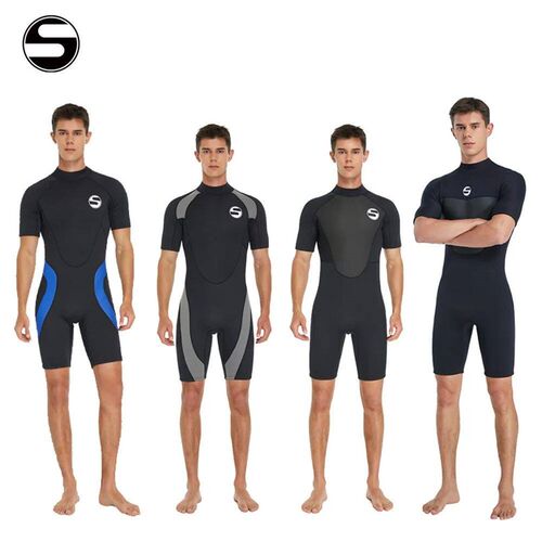Mens 2MM Neoprene One Piece Diving Suit Short Sleeves Therm
