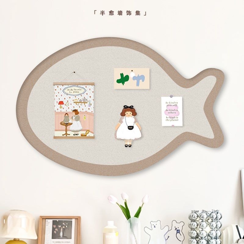 法式奶油风小鱼墙贴毛毡照片墙儿童房间墙面布置创意装饰留言板,家居饰品,软装墙贴,淘宝优惠券,粉丝福利购,淘宝优惠卷