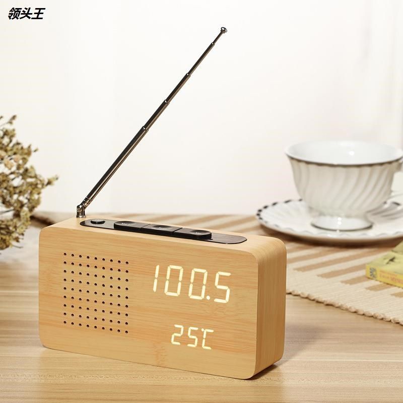 直供led数字木头钟usb床头收音机闹钟儿童学生创意个性礼品电子钟