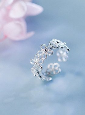 Silver Plated Flower Petals Rings For Women Girl Sweet Simpl