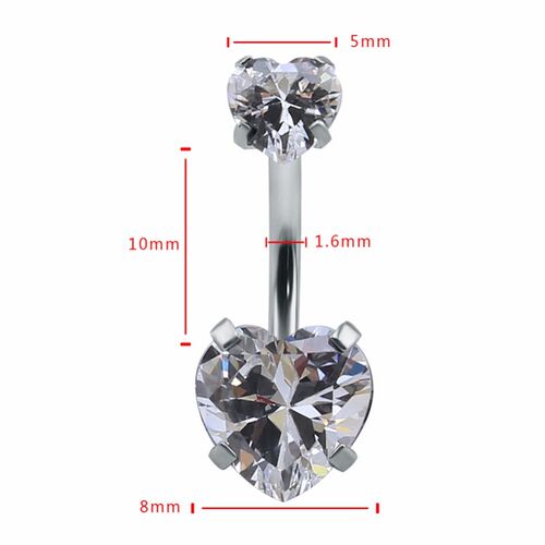 Heart Crystal Belly Button Rings Belly Bar Navel Piercing Je