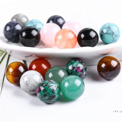 10pcs Natural Stone Sphere Crystal 16MM Round Semi-Precious