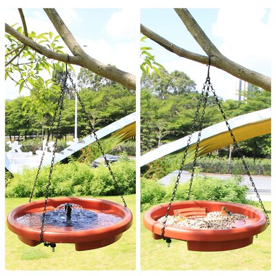12 Inch Bird feeder Hanging Bird Bath with fountain Outdoor