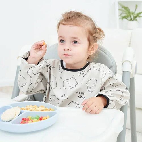 Babys Soft Waterproof Bib Kid Long Sleeves Adjustable Feedi