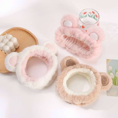 Winter New Plush Bear Round Ears Hair Band Soft Rabbit Hair