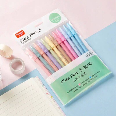 12pcs Morandi Color Felt Tip Pens 0.38 mm Plus Pen for Highl