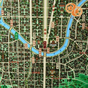 南朝建康城 南京 文创地图 手绘地图 挂画 X0cm