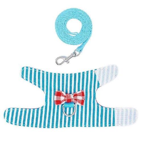 Pet Harness Rabbit Hamster Bowtie Striped Star Vest Leash