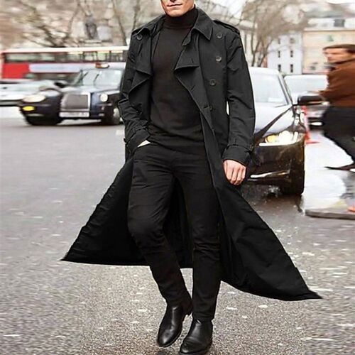 Autumn Winter Men nch Coat Stylish Long Windbreaker Double