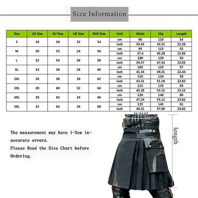 2023 New Scottish Mens Kilt Traditional Skirt Metal Classic