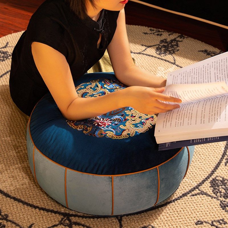坐垫圆形地上看书刺绣高端绒布中古地垫可拆洗懒人沙发蒲团垫坐墩,居家布艺,蒲团,淘宝优惠券,粉丝福利购,淘宝优惠卷