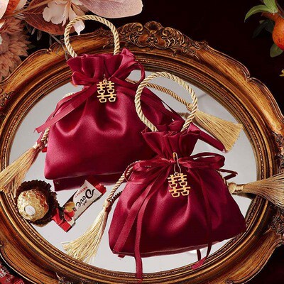 Wedding ceremony bundle mouth satin candy bag European style