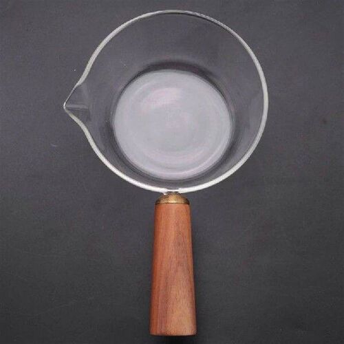 LUDA 2X Glass Milk Pot With Wooden Handle 400Ml Cooking Pot