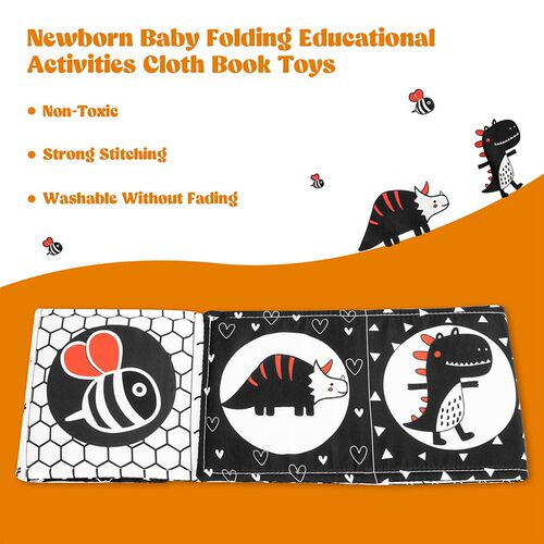 Baby Soft Cloth Book Black and White High Contrast Sensory T