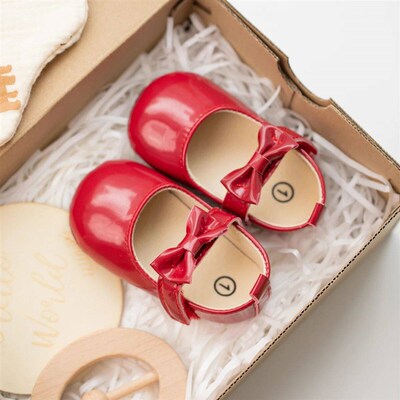 KIDSUN Newborn Baby Shoes Infant Girls Shoes PU Anti-slip Bo