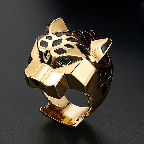 Zlxgirl rendy fine Jet enamel leopard Woman men Finger Ring