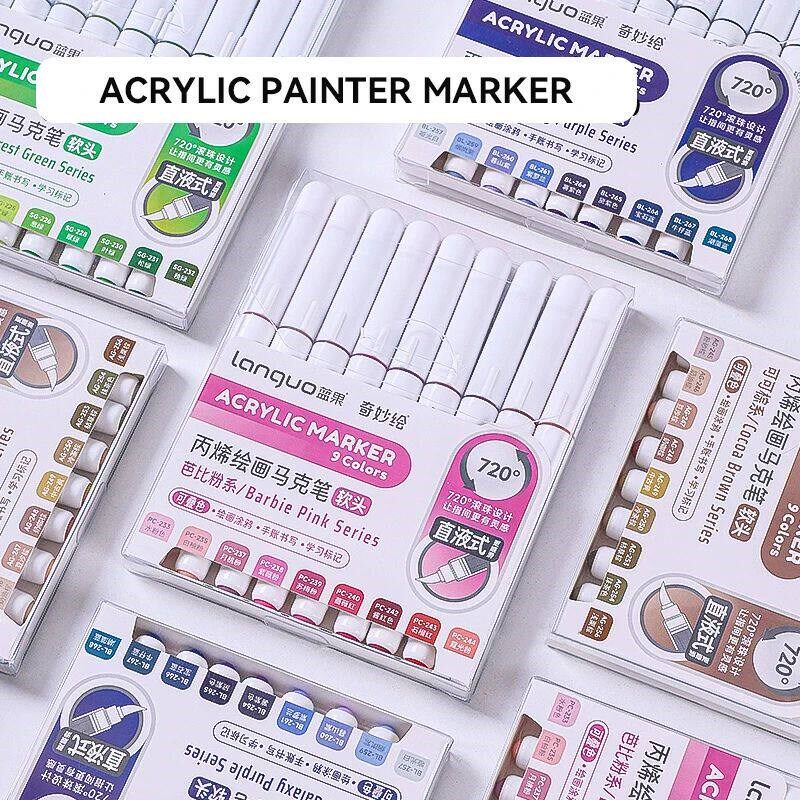 207Colors LANGUO Direct Liquid Acrylic Markers Soft Brush Pa图片