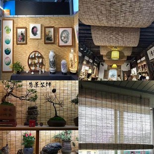 碳化芦苇帘子复古办公室装饰遮阳窗帘 隔断草帘卷竹帘农家院装修