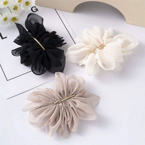 Big Spring Hair Claw Clips Women Metal Chiffon Flowers tail