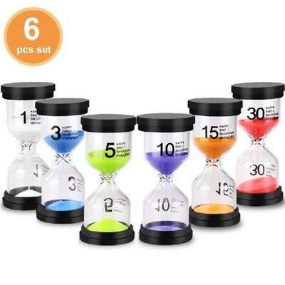 6 Pcs/Set 1/3/5/10/15/30min Sand C Sandglass Hourglass