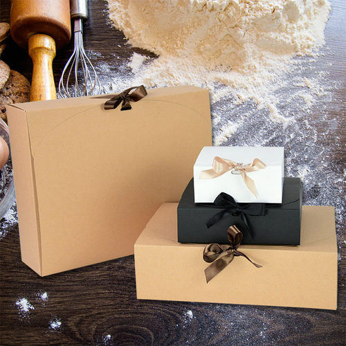 1pc Kraft White Black Gift Box Kraft Paper Packaging Boxes C