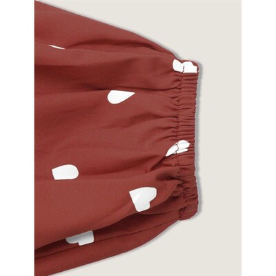 2025 Summer Explosion Womens Heart Print Lantern Sleeve