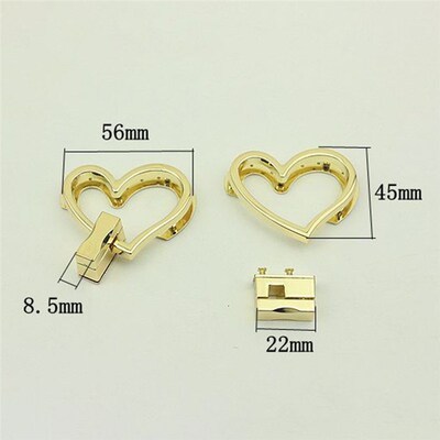 Fashion Heart Shape Bag Lock Clasp Metal Turn Lock Buckles F
