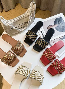 Slippers Womens Fashionable Outer Wear New Summer Woven Fla