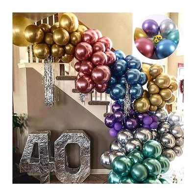 10/20/30pcs Metallic Birthday Balloons Metal Blue Red