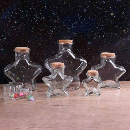 Star Shape Glass Wishing Jars Decorative Glass Bottles with