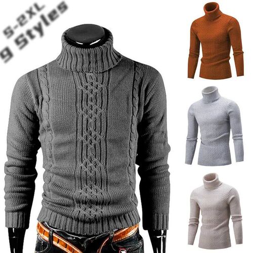 Autumn and Winter Mens Warm Sweater Long Sleeve Turtleneck