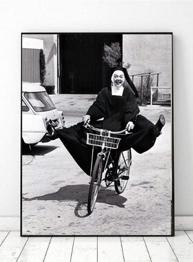 Smoking Nuns Prints Vintage Photo Black and White Poster Cig