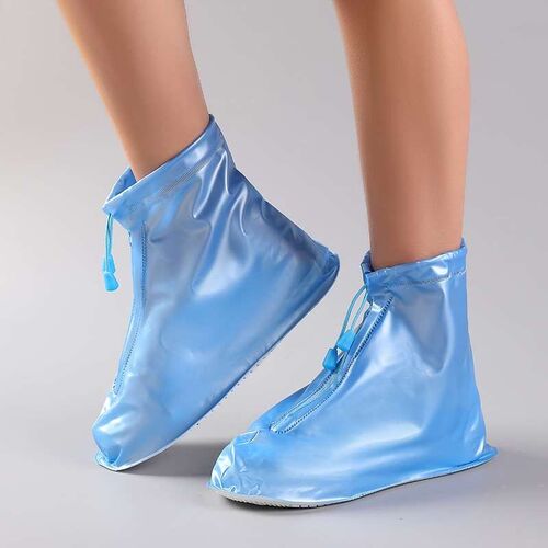 Mid-barrel thickened PVC rainproof shoe cover for men and wo