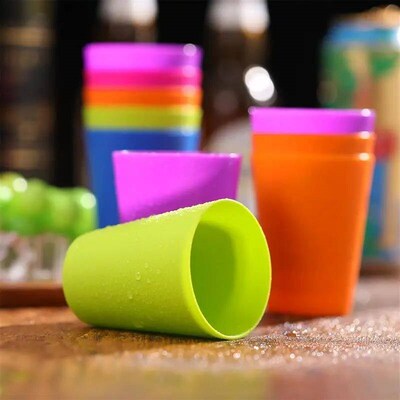 24pcs Colorful Drinking Cups Reusable Plastic Coffee Juice B
