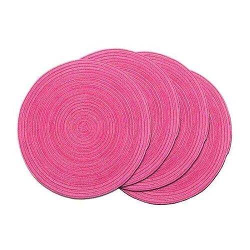 4PCS Cup Mat Soft Cotton Woven Coaster Set Round Placemat