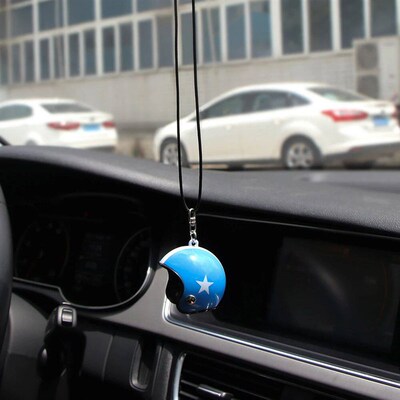Cute Car Pendant Helmet Rearview Mirror Hanging Cartoon Auto