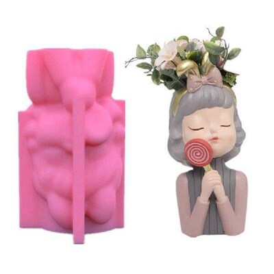 3D Cute Girl Succulent Flower Pot Mould Silicone Flower Pot