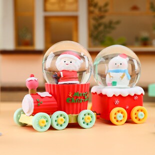 平安夜圣诞火车发光发亮水晶球创意圣诞儿童礼品桌面小摆件装饰品