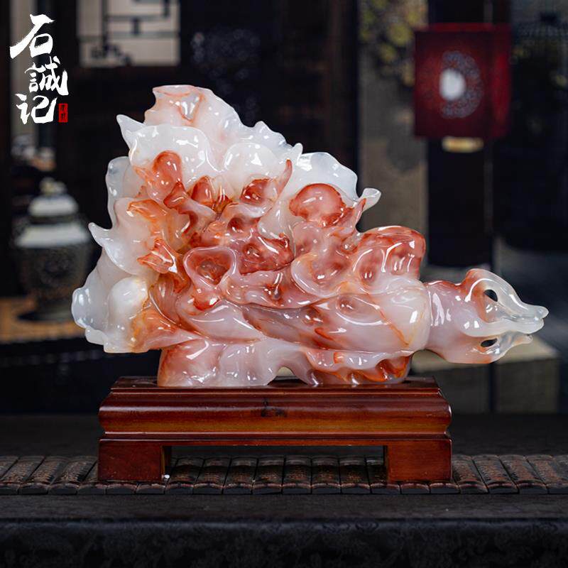 石诚记天然玉石白菜摆件乔迁家居客厅装饰品办公室摆设开业礼品