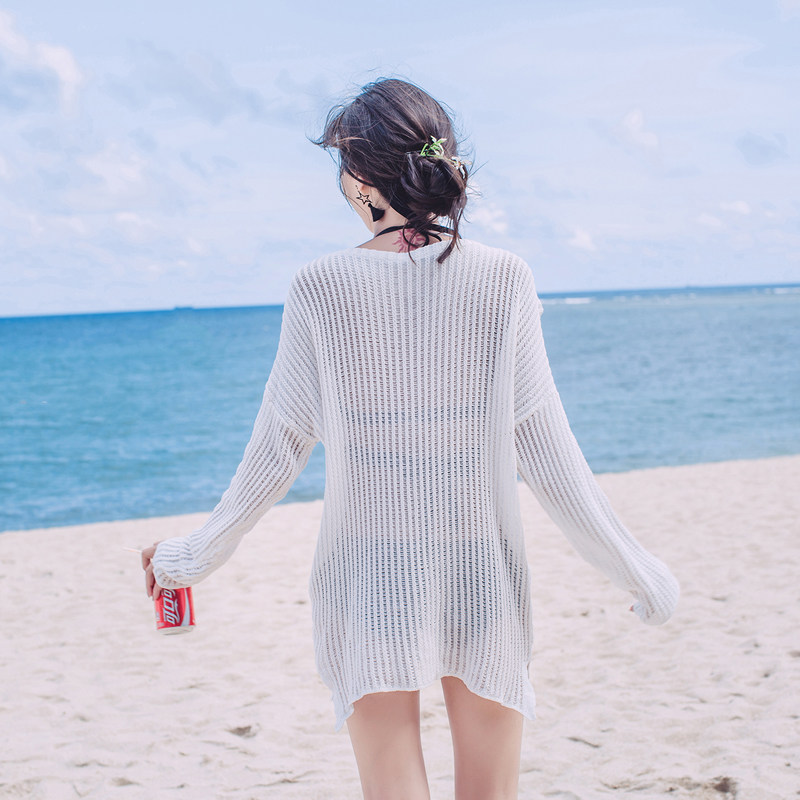 比基尼泳衣女罩衫外套可下水泡温泉外搭海边度假针织宽松防晒罩衣