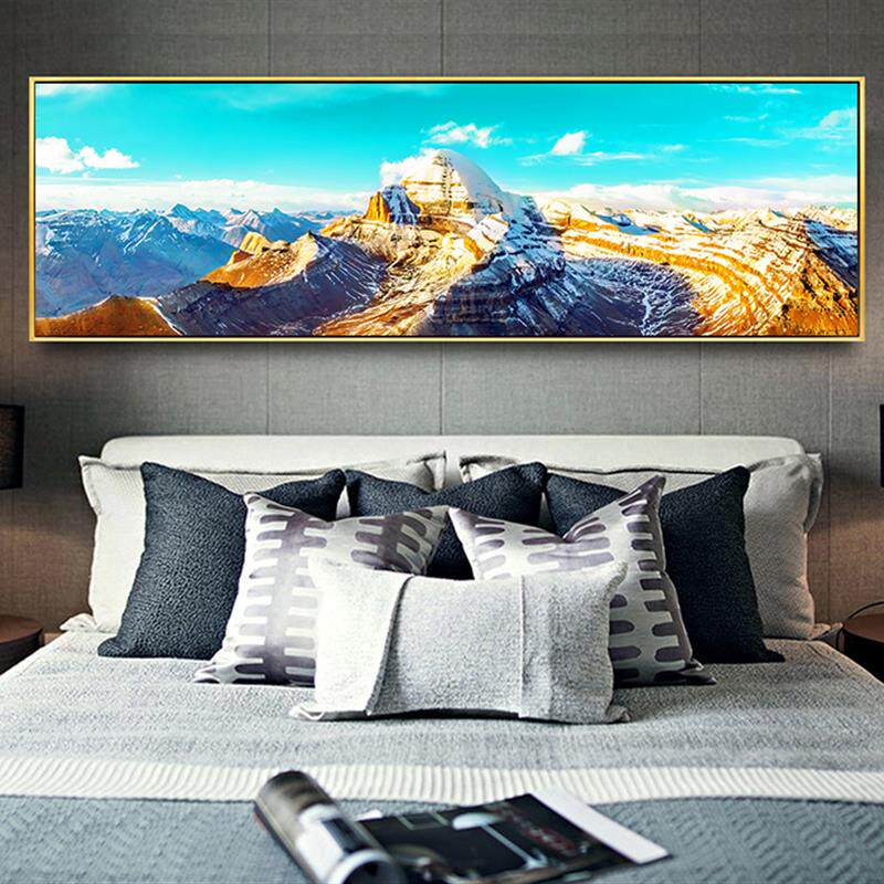 现在简约装饰画金山雪山冈仁波齐山床头挂画酒店民宿装饰画新中式