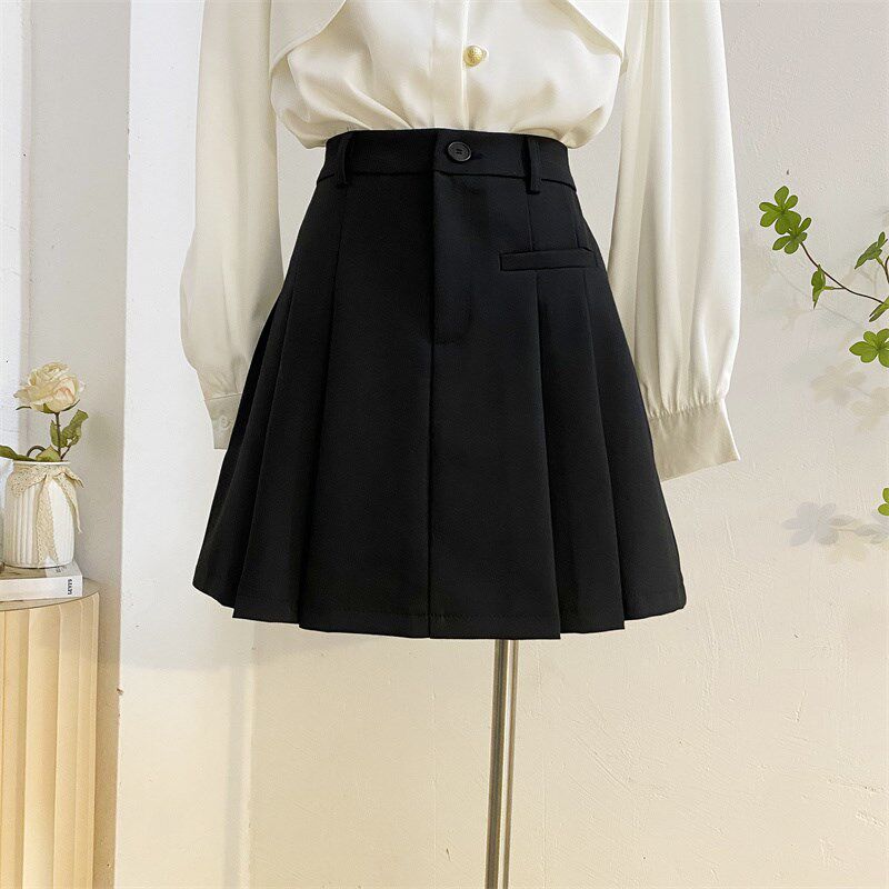 灰色西装百褶裙半身裙女2024春夏季短裙高腰a字裙显瘦百搭防走光