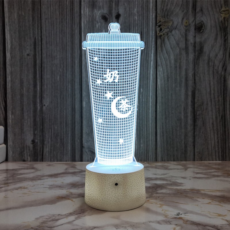 创意奶茶杯3d小夜灯usb插电卧室床头台灯酒吧台氛围灯创意礼品灯
