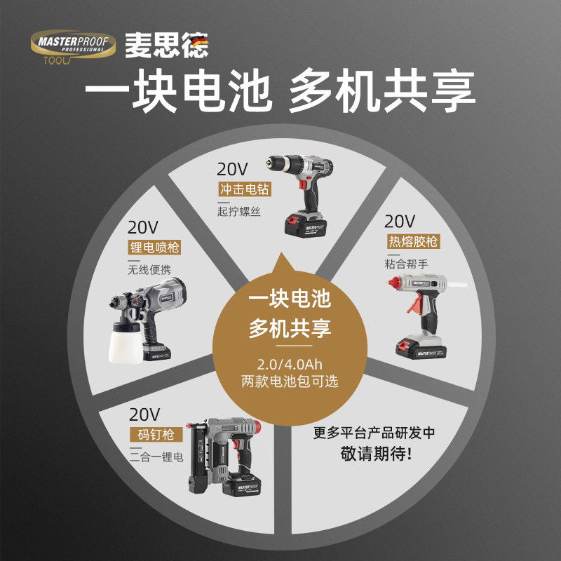 麦思德大扭力冲击锂电钻20v充电式手电钻工业级多功能电动螺丝刀